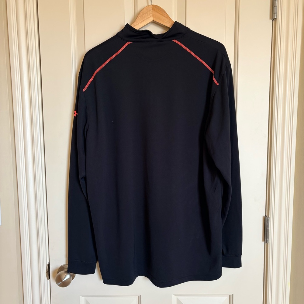 Under Armour All Season Gear 1/4 Zip Pullover XL Black Orange Piping Loose Fit - Picture 3 of 4
